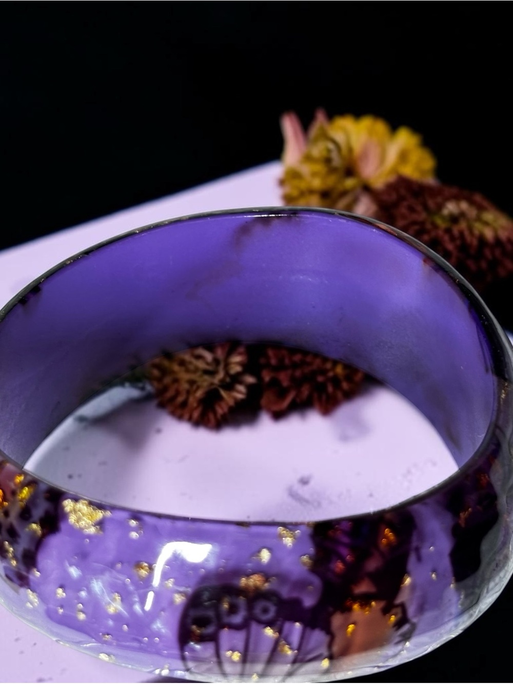 Gold-Accent Purple Glass Bracelet